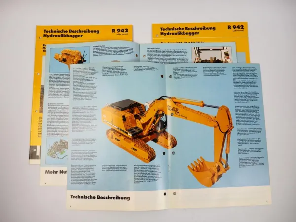 4 Prospekte Liebherr R942 Litronic Hydraulikbagger Techn.Beschreibung 1990-1997