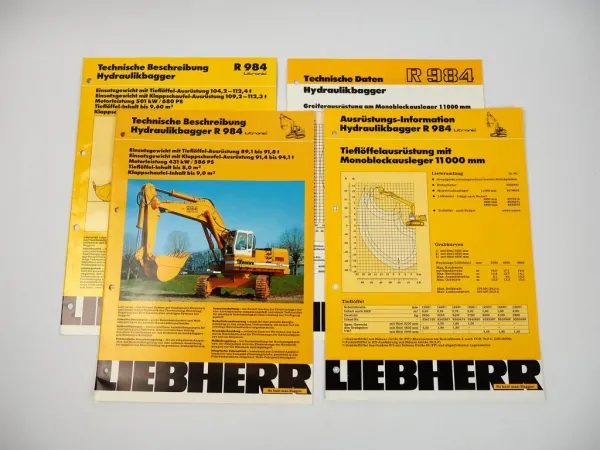 4 Prospekte Liebherr R984 Litronic Hydraulikbagger Technische Beschreibung