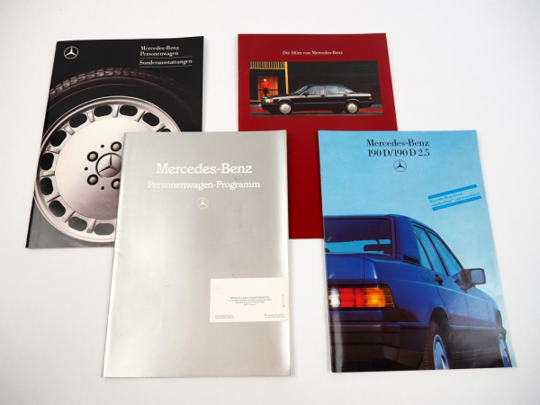 4 Prospekte Mercedes Benz 190 W201 Technik Ausstattung 1980er Jahre