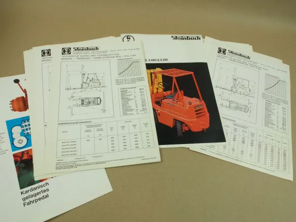 4 Prospekte Steinbock DFG BFG TFG 1,25DV - 5D Gabelstapler mit Typenblättern