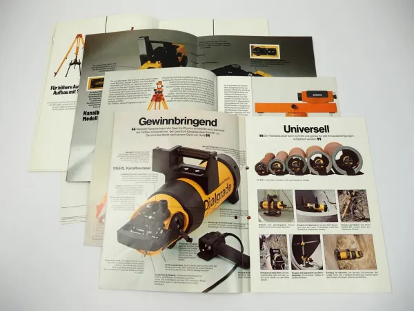 4 Prospekte Vermessungslaser Kanalbaulaser 1970er Jahre