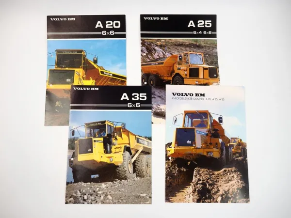 4 Prospekte Volvo BM A 20 25 35 Dumper 1980er Jahre