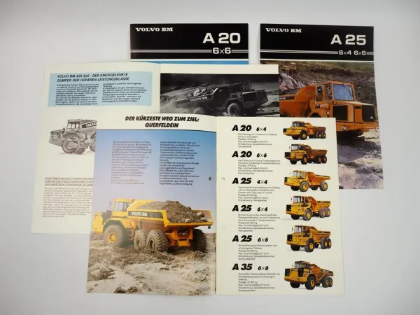 4 Prospekte Volvo BM A 20 25 35 Dumper 1980er Jahre