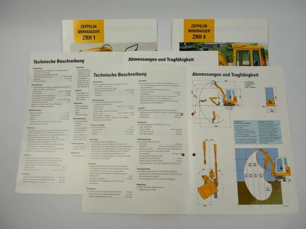 4 Prospekte Zeppelin ZRH 1 4 8 12 Minibagger 1992/94