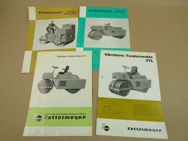 4 Prospekte Zettelmeyer VTM VT2 VTL Vibrations Walzen 1965 - 1970