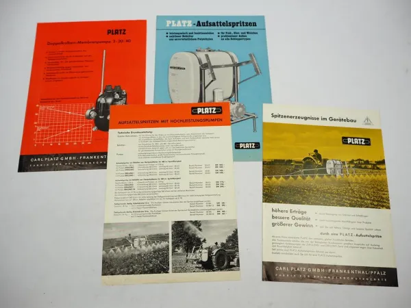 4x Orig. Prospekt Platz Pflanzenschutz Spritzen z.B. an Fendt Schlepper 1960er