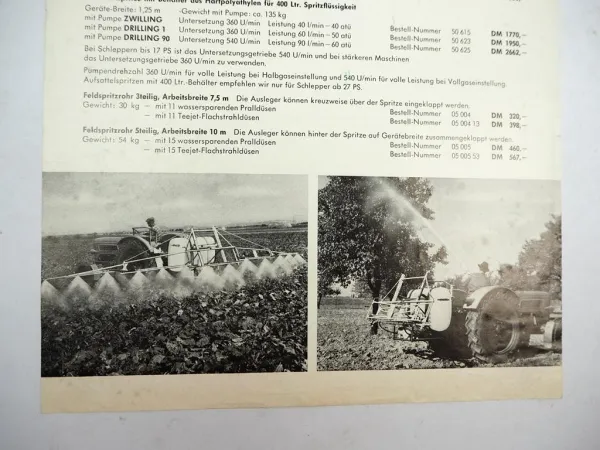 4x Orig. Prospekt Platz Pflanzenschutz Spritzen z.B. an Fendt Schlepper 1960er