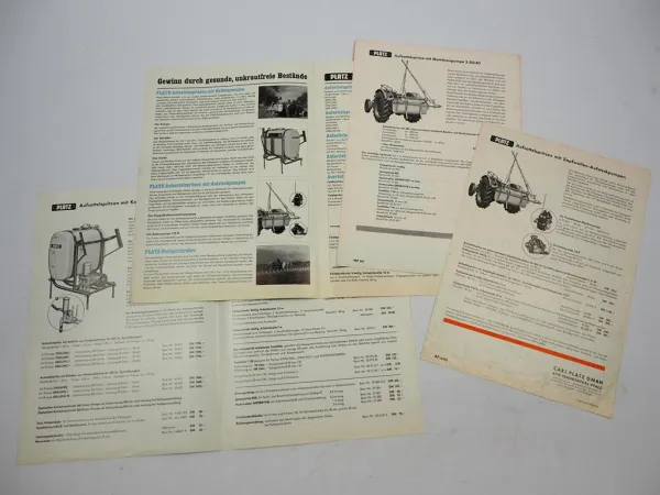 4x Orig. Prospekt Platz Pflanzenschutz Spritzen z.B. an Fendt Schlepper 1960er