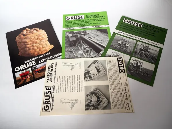 4x Original Prospekt Gruse Kartoffelleger Kartoffelpfleger Silobreitverteiler