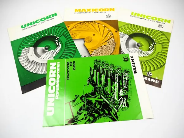 4x Original Prospekt Kleine Unicorn Maxicorn Einkorndrille Parallelogramm 70er J