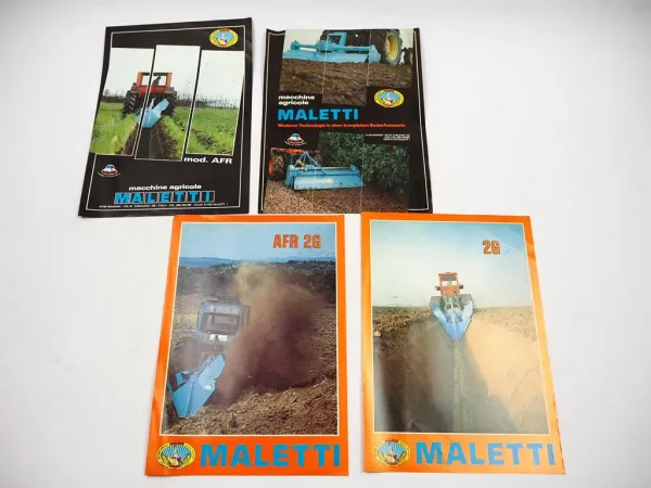 4x Original Prospekt Maletti Landtechnik Grabenfräse 1970/80er Jahre