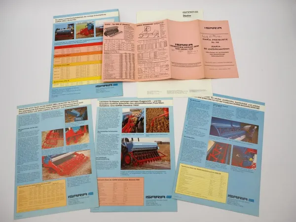 4x Original Prospekt Preisliste Isaria 6000 7000 8000 Drillmaschine ca. 1985