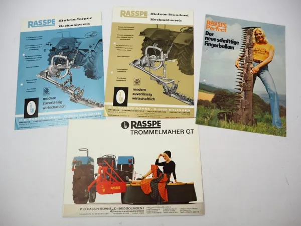 4x Original Prospekt Rasspe Landtechnik 1960/70er Jahre Mähwerke