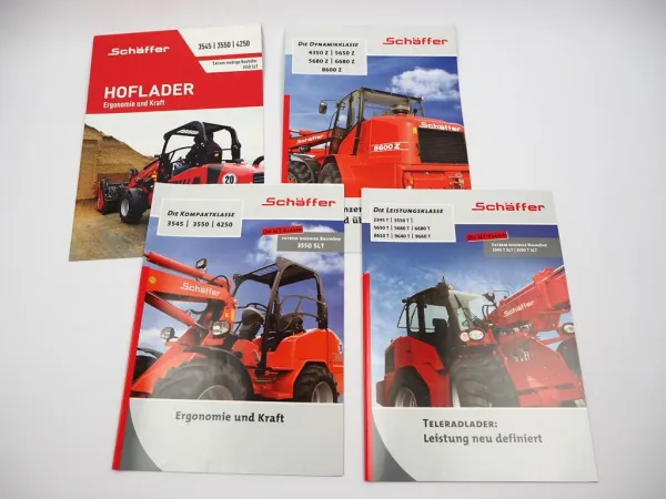 4x Original Prospekt Schäffer 2345 bis 9660 T Z Hoflader Radlader Telelader 2017