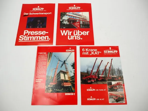4x Original Prospekt Scholpp Schwertransport Kran ca. 1990