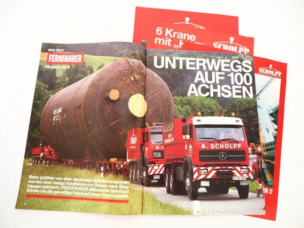 4x Original Prospekt Scholpp Schwertransport Kran ca. 1990