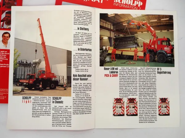 4x Original Prospekt Scholpp Schwertransport Kran ca. 1990