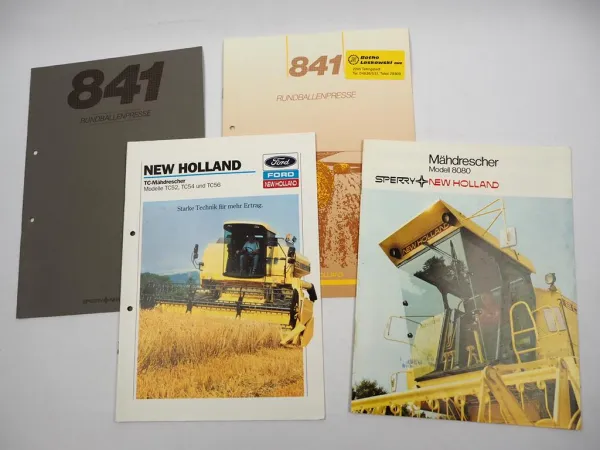 4x Original Prospekt Sperry New Holland Mähdrescher 841 Presse 1980er Jahre