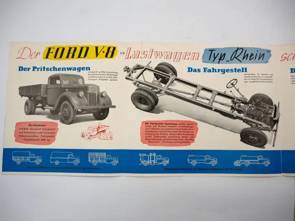 4x Prospekt Ford LKW FK 4000 D DL V8 Typ Rhein 1,5 bis 2t Schnell Lastwagen