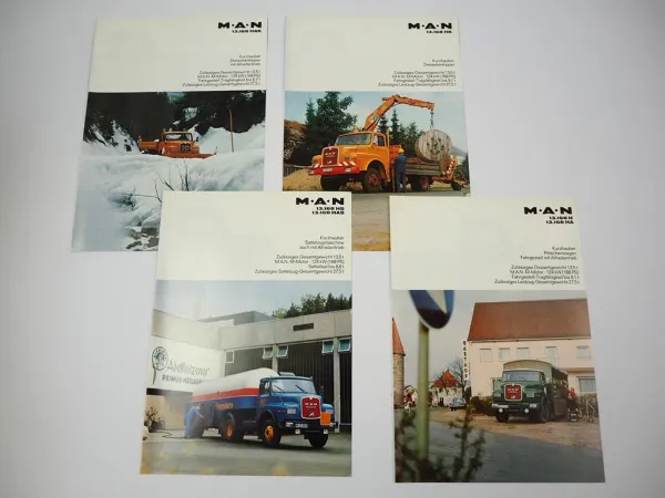 4x Prospekt MAN Nutzfahrzeuge 13.168 HS HAS HK H HA HAK Kurzhauber LKW 1970er J.