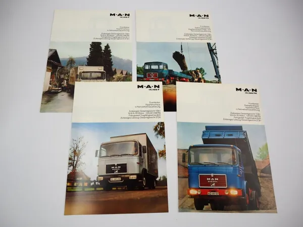 4x Prospekt MAN Nutzfahrzeuge 14.168 F FS FK Frontlenker LKW 1970er Jahre