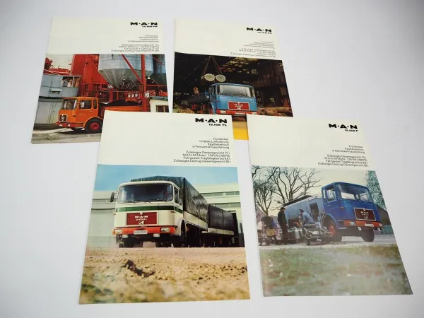 4x Prospekt MAN Nutzfahrzeuge 15.168 F FS FK FL Frontlenker LKW 1970er Jahre