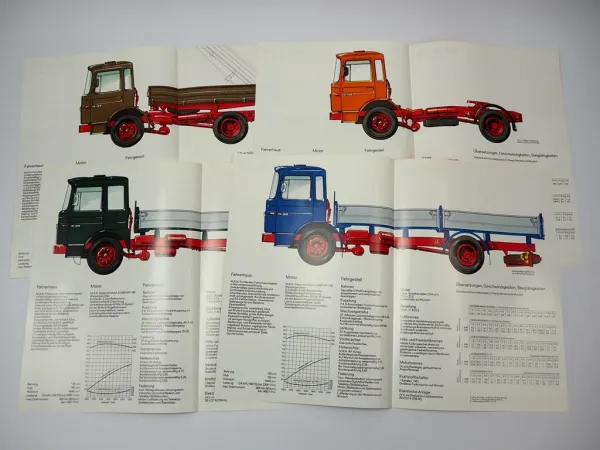 4x Prospekt MAN Nutzfahrzeuge 15.168 F FS FK FL Frontlenker LKW 1970er Jahre