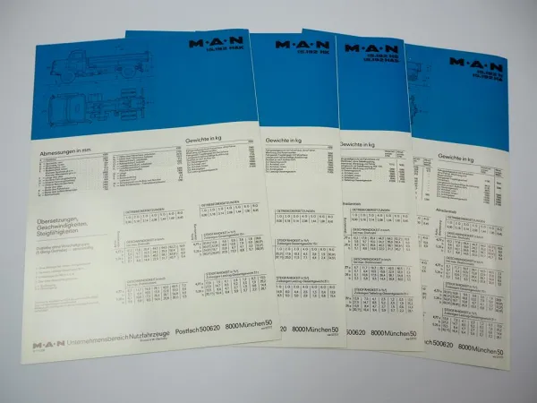4x Prospekt MAN Nutzfahrzeuge 15.192 H HA HAK HK HS HAS Kurzhauber LKW 1970er J.