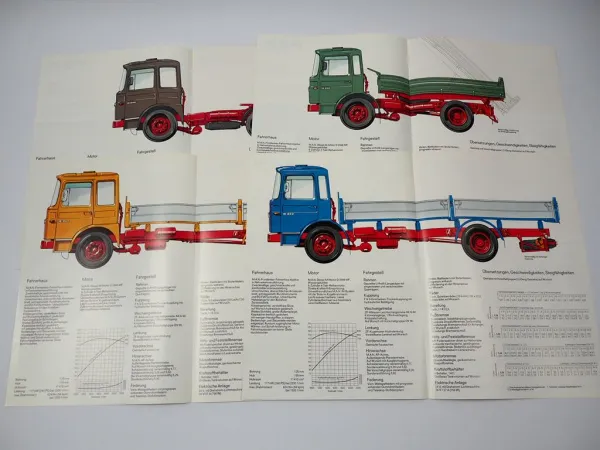 4x Prospekt MAN Nutzfahrzeuge 15.240 F FS FK Frontlenker LKW 1970er Jahre
