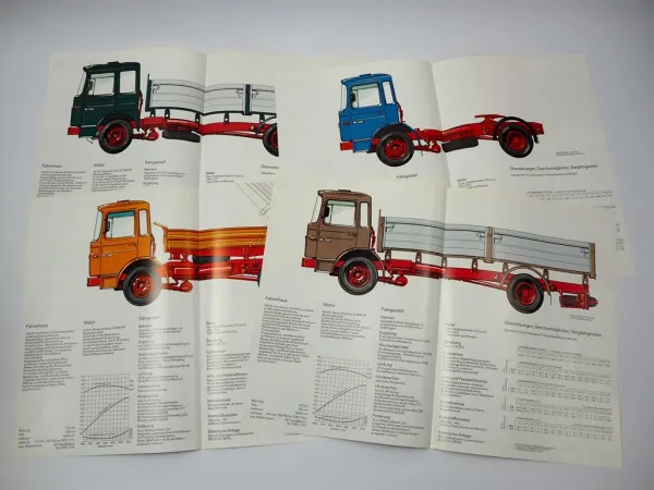 4x Prospekt MAN Nutzfahrzeuge 16.192 F FK FS Frontlenker LKW 1970er Jahre