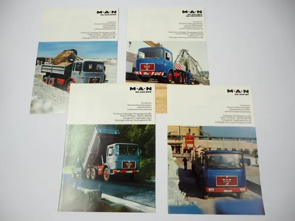 4x Prospekt MAN Nutzfahrzeuge 26.320 DF DFK DFAK DFS DFAS Frontlenker LKW 1970er