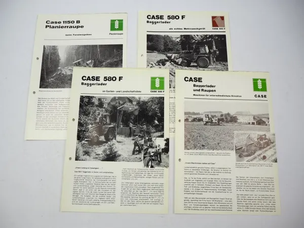 4x Prospekt Poclain Case 580F Baggerlader 1150B Planierraupe1978/79