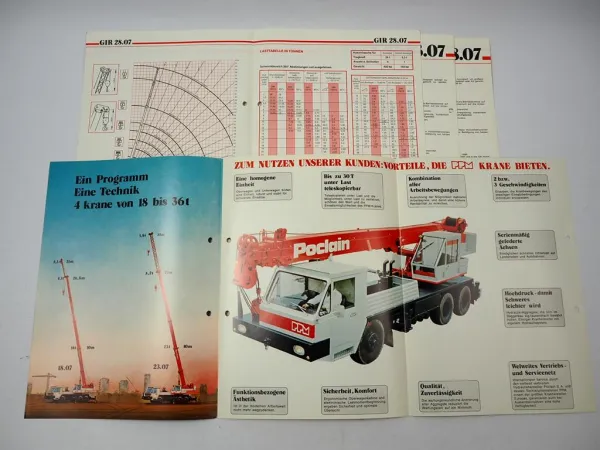 4x Prospekt Poclain PPM GIR 18.07 23.07 28.07 36.07 Mobilkran Techn. Daten 1978