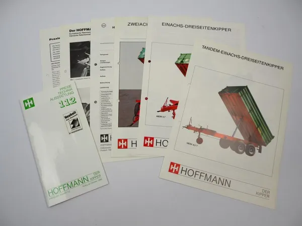 4x Prospekt Preisliste Testbericht Hoffmann Landtechnik Kippanhänger ca. 1989