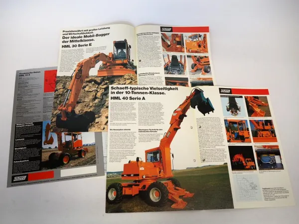 4x Prospekt Schaeff HML 15A 25 30E 40A Compact Mobilbagger 1986/89