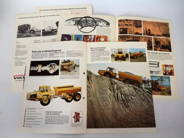 4x Prospekt Volvo BM 860 Dumper Kipper Mülltransport Untertage Version 1976/77
