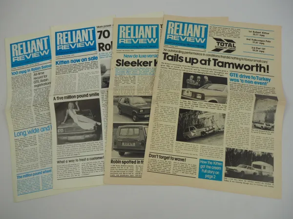 4x Reliant Review no 73 74 77 78 Kitten Robin Scimitar GTE cars 1975-77