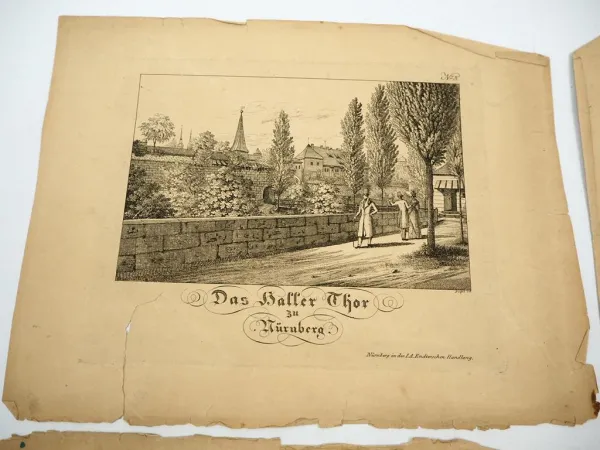 4x Stich Nürnberg um 1850 L. A. Endtersche Handlung