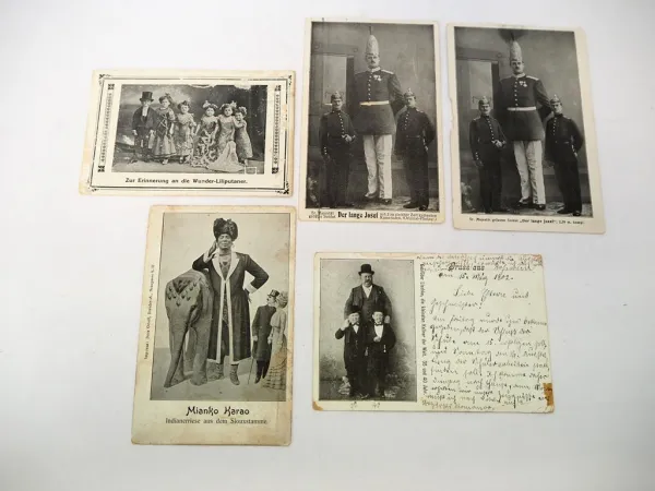 5 AK Liliputaner und Riesen, Langer Josef Indianerriese Lieschke Kellner 1902