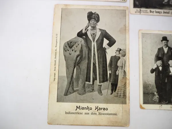 5 AK Liliputaner und Riesen, Langer Josef Indianerriese Lieschke Kellner 1902