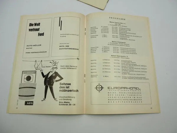 5 Hefte MCV Mainzer Karneval Verein 1954 bis 1963
