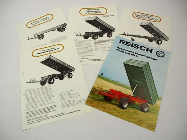 5 Original Reisch Prospekte – Dreiseitenkipper Plattformanhänger (D SD BD REDK)