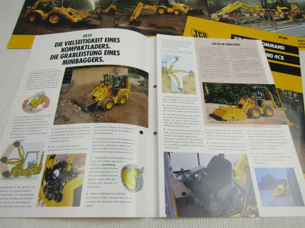 5 Prospekte JCB 1CX 1CXHF 2CX 3CX 4CX Baggerlader 1998 - 2000