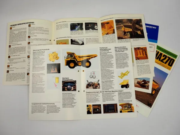 5 Prospekte Komatsu HD 320 200 250 270 465 Muldenkipper 1970/80er Jahre