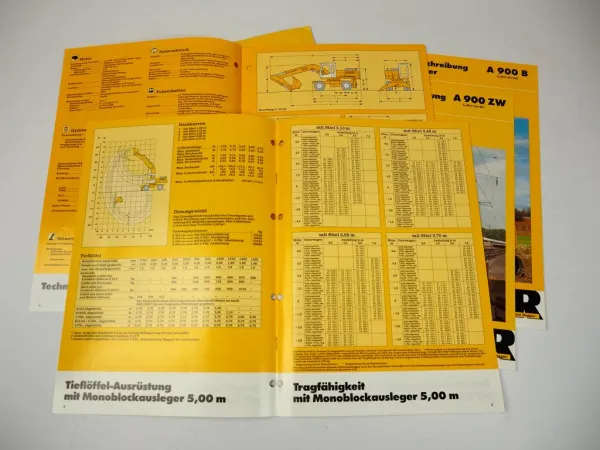 5 Prospekte Liebherr A 900 - 924 Litronic Hydraulikbagger 1998/1999