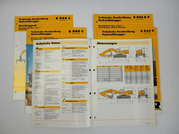 5 Prospekte Liebherr R944 B V C Litronic Hydraulikbagger Technische Beschreibung
