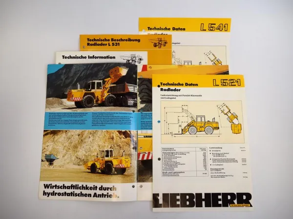 5 Prospekte Liebherr Radlader Technische Information + Daten 1986-92