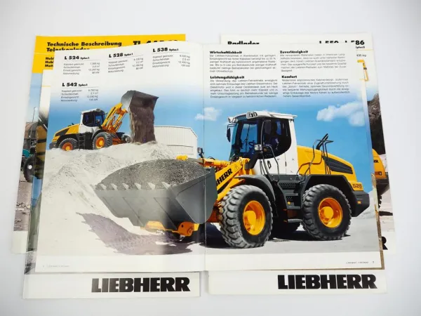 5 Prospekte Liebherr Radlader Teleskoplader Stereolader Technische Beschreibung