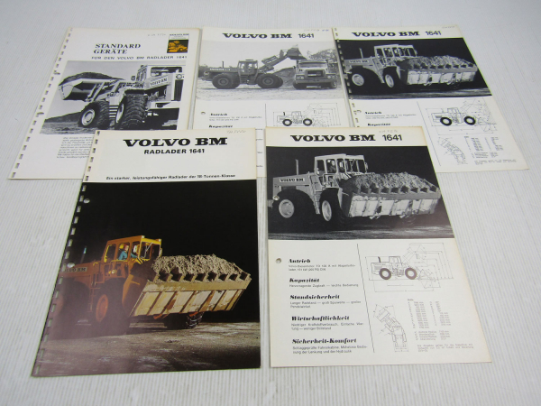 5 Prospekte Volvo BM 1641 18 to Radlader und Geräte 1973 - 1977