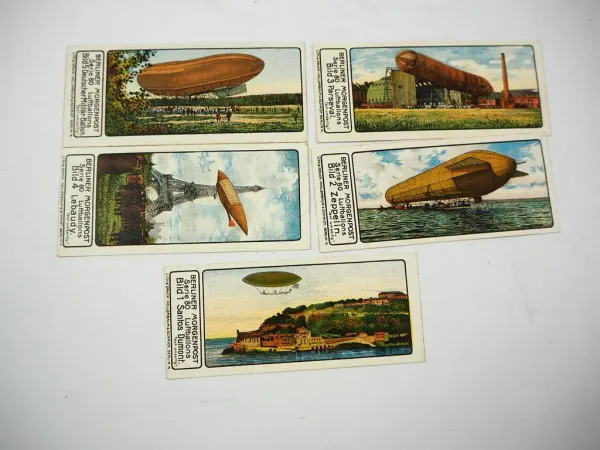 5 Sammelbilder Berliner Morgenpost 1908 Zeppelin Serie 80 Luftballons